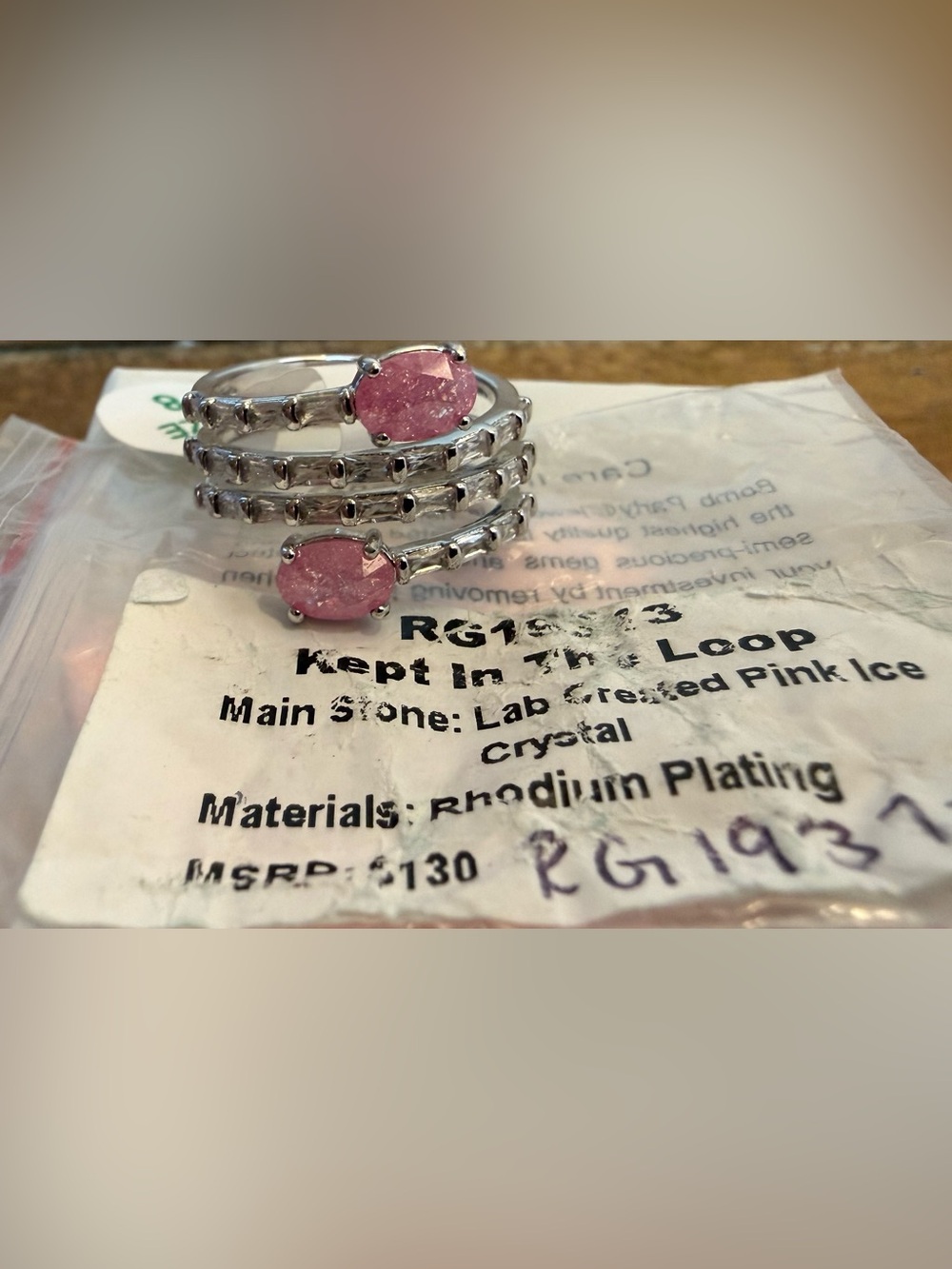 Bomb Party Kept In The Loop Pink Ice Crystal Ring Pink size 8 RG19313